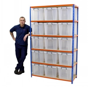 Superack Boltless Shelving Bay & 15 x 40L Smart Boxes